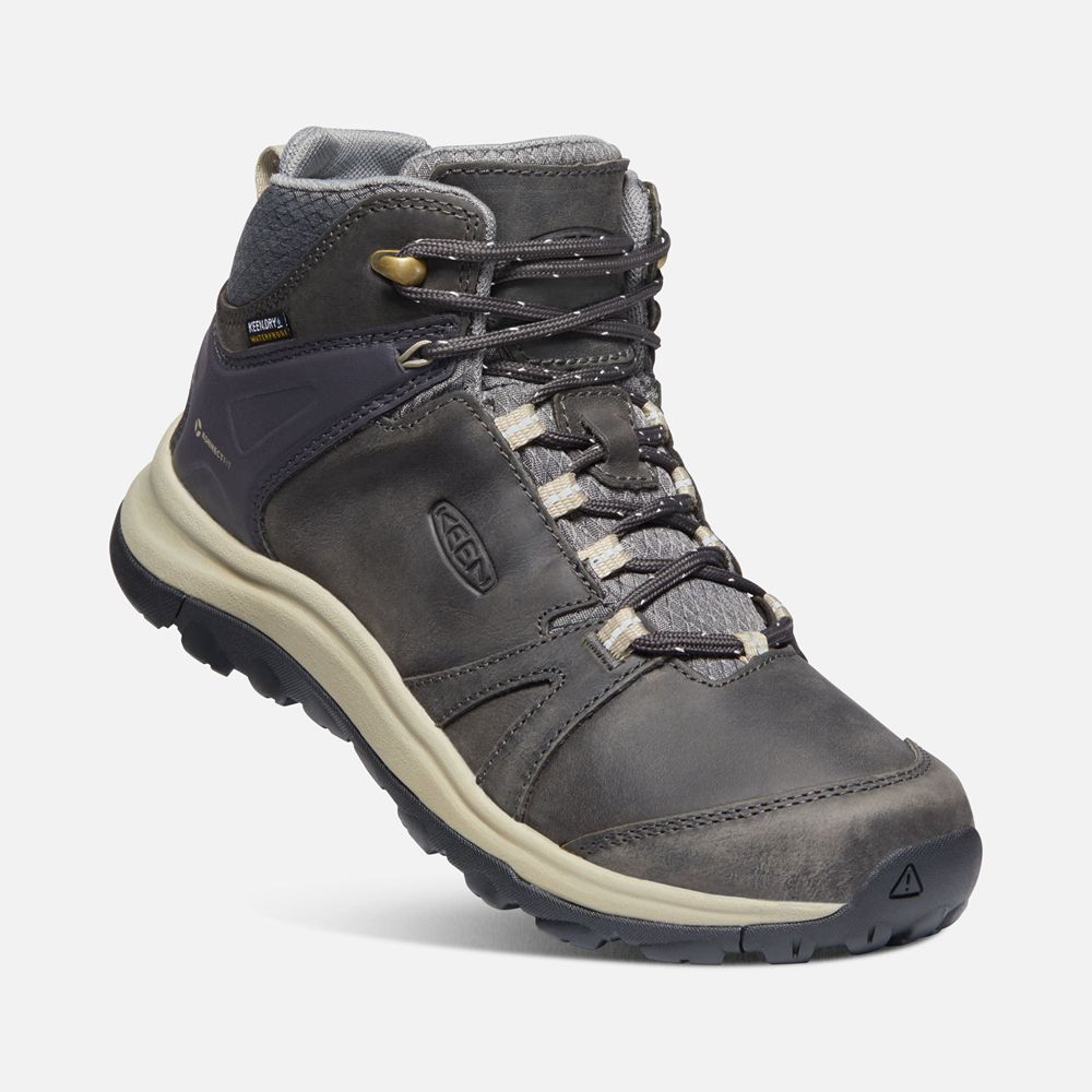 Keen Laarzen Dames Donker Grijs - Terradora Ii Leern Waterproof - 08517-ZJPE